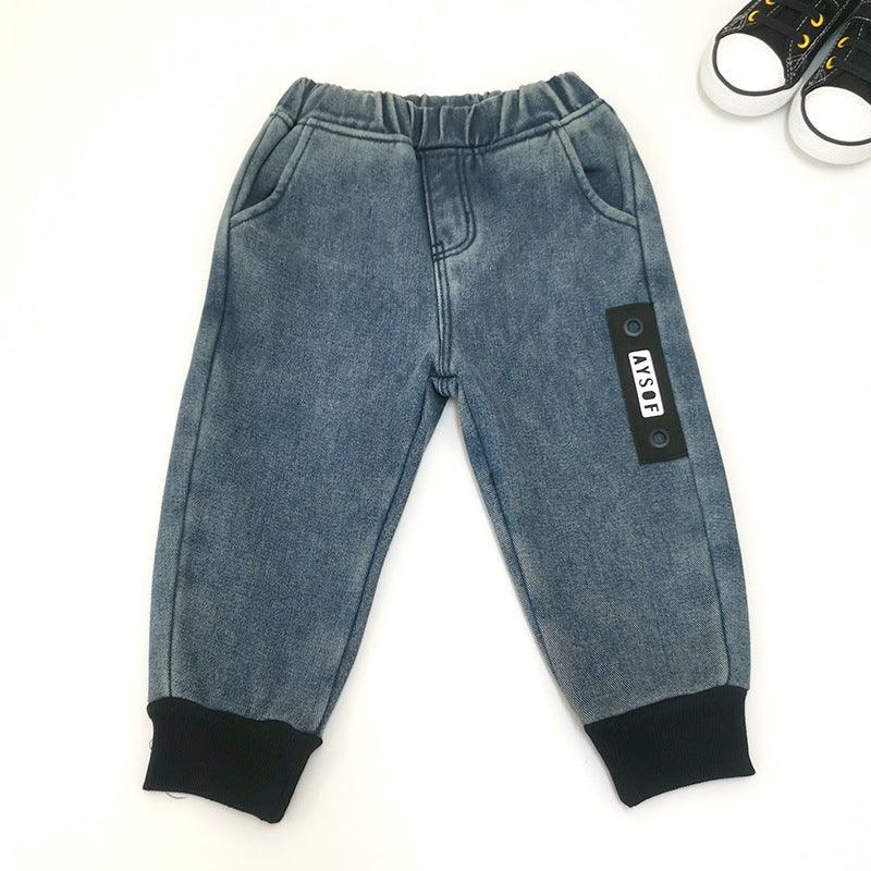 Toddler Kids Warm Casual Trousers with Cashmere Jeans Children's Jeans Wholesale - PrettyKid