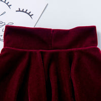 Girls' Solid Color Half Length High Waist Velvet Pleated Skirt Short Skirt - PrettyKid