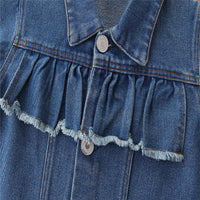 Solid Color Toddler Girls denim jacket children's single-breasted lapel jacket in Bulk - PrettyKid