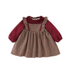 Toddler Kids Winter Lace Collar Plaid Plush Dress - PrettyKid