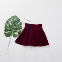 Girls' Solid Color Half Length High Waist Velvet Pleated Skirt Short Skirt - PrettyKid