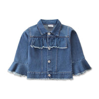 Solid Color Toddler Girls denim jacket children's single-breasted lapel jacket in Bulk - PrettyKid