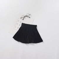 Girls' Solid Color Half Length High Waist Velvet Pleated Skirt Short Skirt - PrettyKid