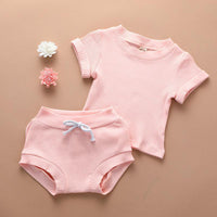 2-piece Solid Knit T-shirt & Striped Shorts for Baby - PrettyKid