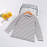 Toddler Kids Striped Long Sleeve T-shirt Solid Color Suspender Suit - PrettyKid