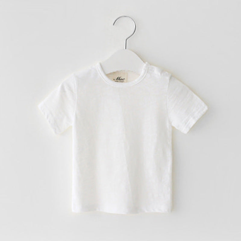 3-24M Solid Color Soft Breathable Short Sleeve Pullover Simple T-Shirt Wholesale Baby Clothes - PrettyKid