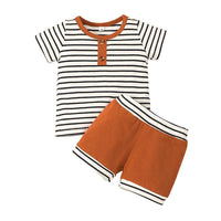 Baby Boy Striped Tee And Shorts Baby Clothes Set - PrettyKid