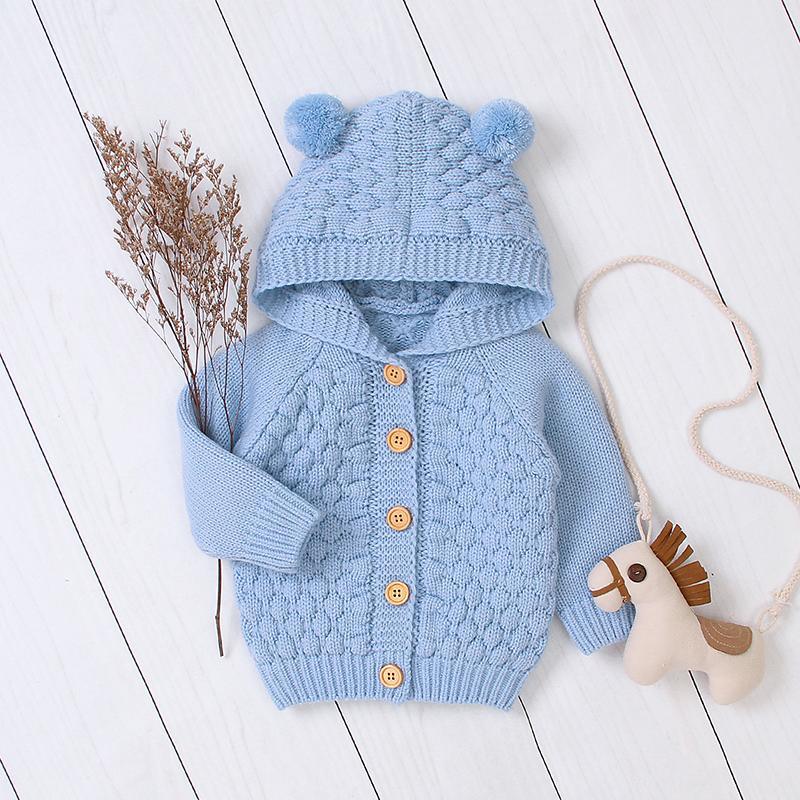 Solid Hooded Knit Coat for Baby Wholesale children's clothing - PrettyKid