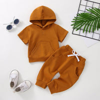 2 Pieces Set Baby Kid Unisex Solid Color Hoodies Sweatshirts And Pants