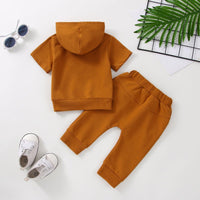 2 Pieces Set Baby Kid Unisex Solid Color Hoodies Sweatshirts And Pants