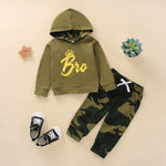 2 Pieces Set Baby Boys Letters Hoodies Sweatshirts And Camo Pants