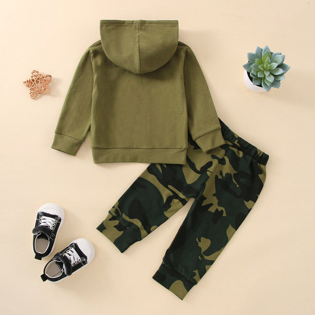 2 Pieces Set Baby Boys Letters Hoodies Sweatshirts And Camo Pants
