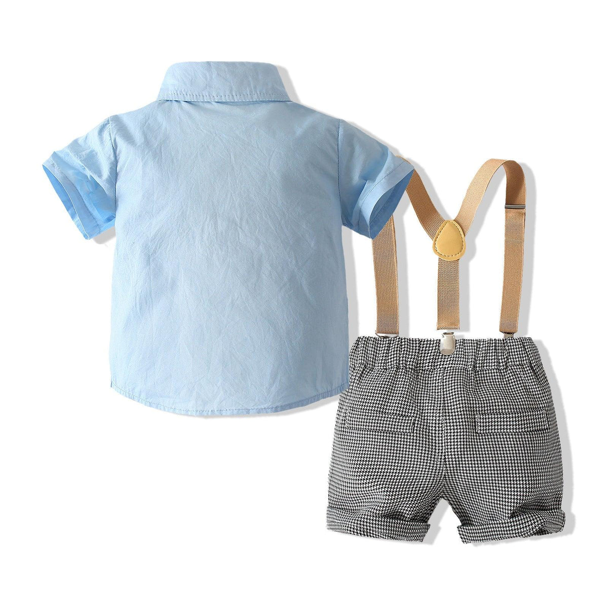 2 Pieces Set Baby Kid Boys Bow Shirts And Checked Rompers