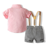 2 Pieces Set Baby Kid Boys Bow Shirts And Checked Rompers