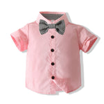 2 Pieces Set Baby Kid Boys Bow Shirts And Checked Rompers