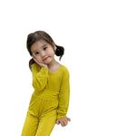 2 Pieces Set Baby Kid Unisex Solid Color Tops And Pants Sleepwears