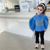 Baby Kid Girls Solid Color Checked Tops