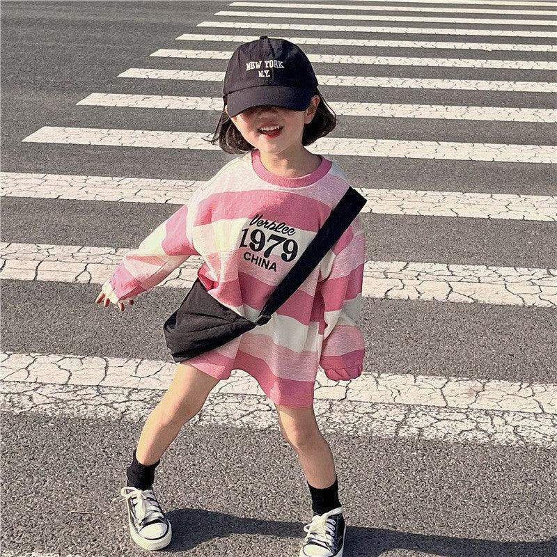 Baby Kid Girls Striped Letters Dresses