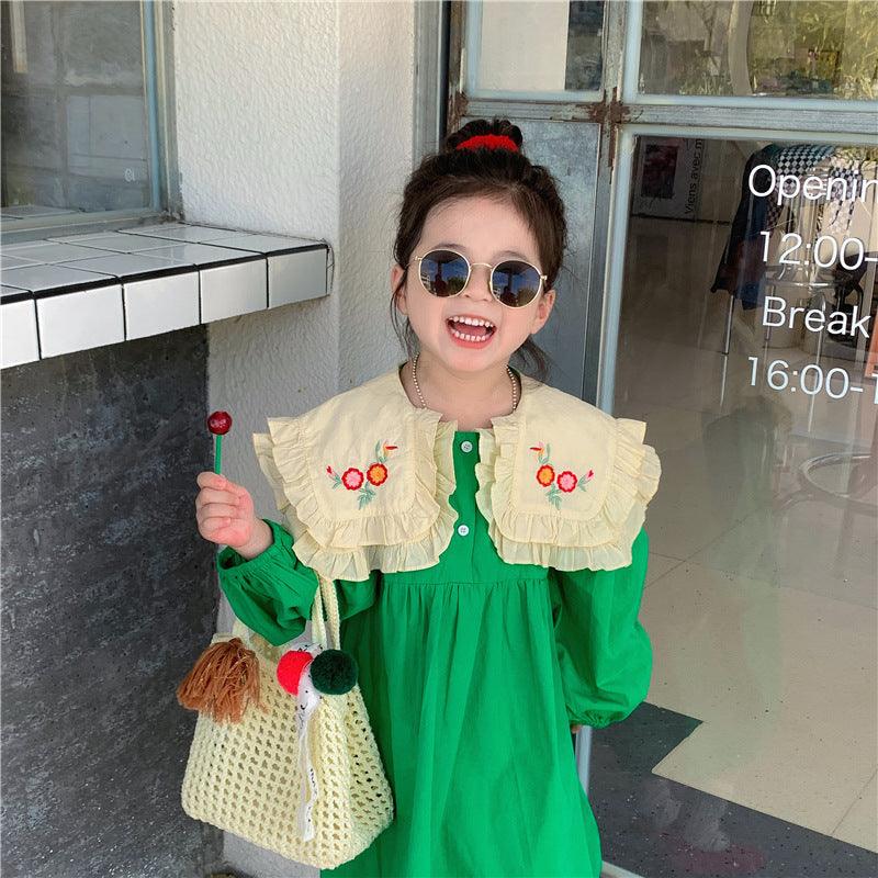 Baby Kid Girls Flower Embroidered Dresses