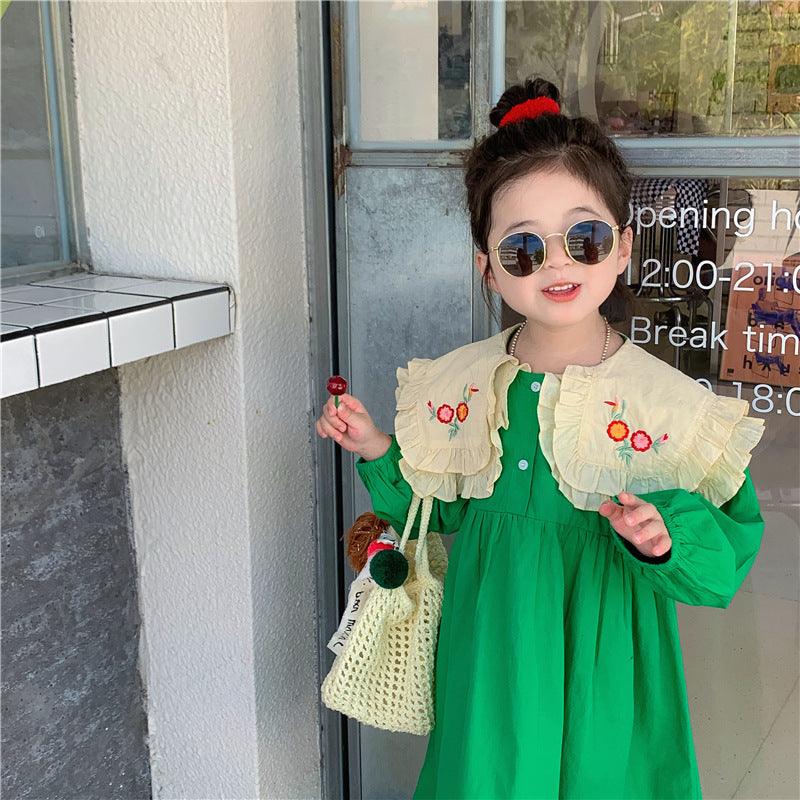 Baby Kid Girls Flower Embroidered Dresses