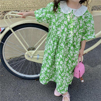 Baby Kid Girls Color-blocking Flower Print Dresses