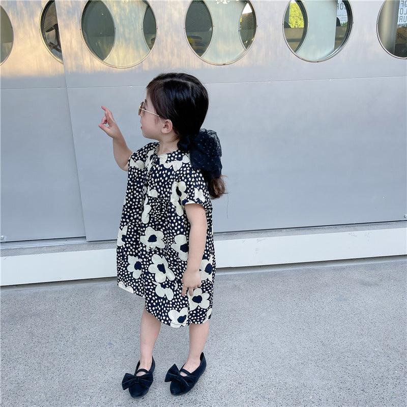 Baby Kid Girls Flower Love heart Print Dresses