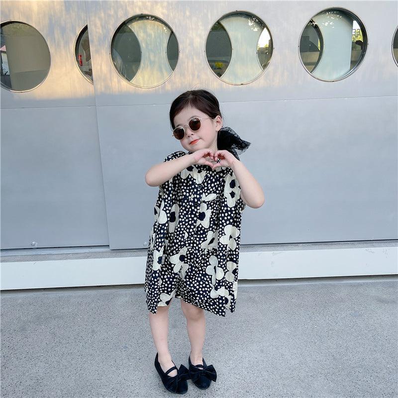 Baby Kid Girls Flower Love heart Print Dresses