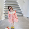 Baby Kid Girls Color-blocking Flower Embroidered Print Dresses