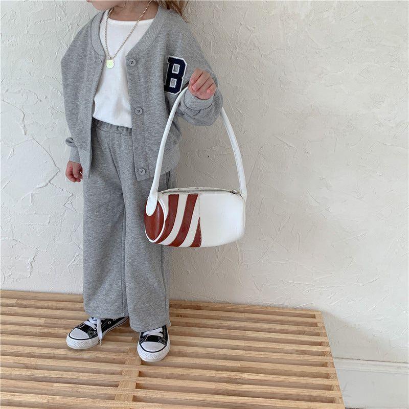 2 Pieces Set Baby Kid Girls Letters Embroidered Jackets Outwears And Solid Color Pants