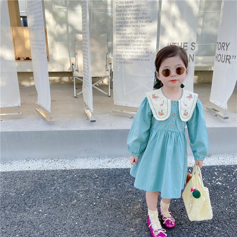 Baby Kid Girls Flower Embroidered Dresses