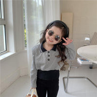 Baby Kid Girls Striped Print Polo Shirts