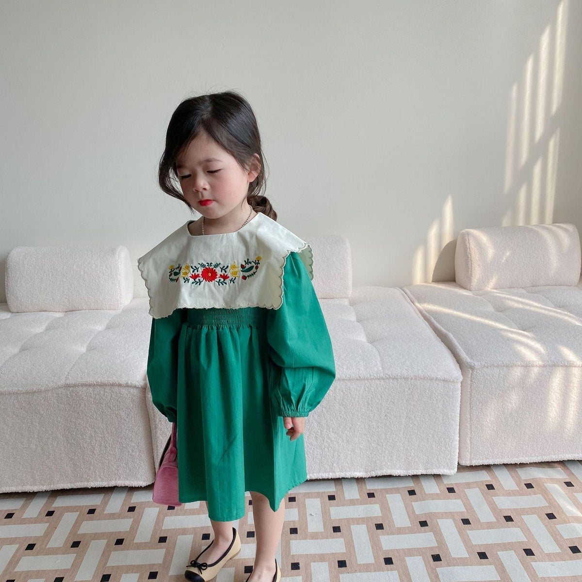 Baby Kid Girls Flower Embroidered Dresses