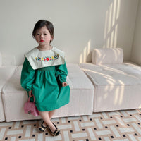 Baby Kid Girls Flower Embroidered Dresses