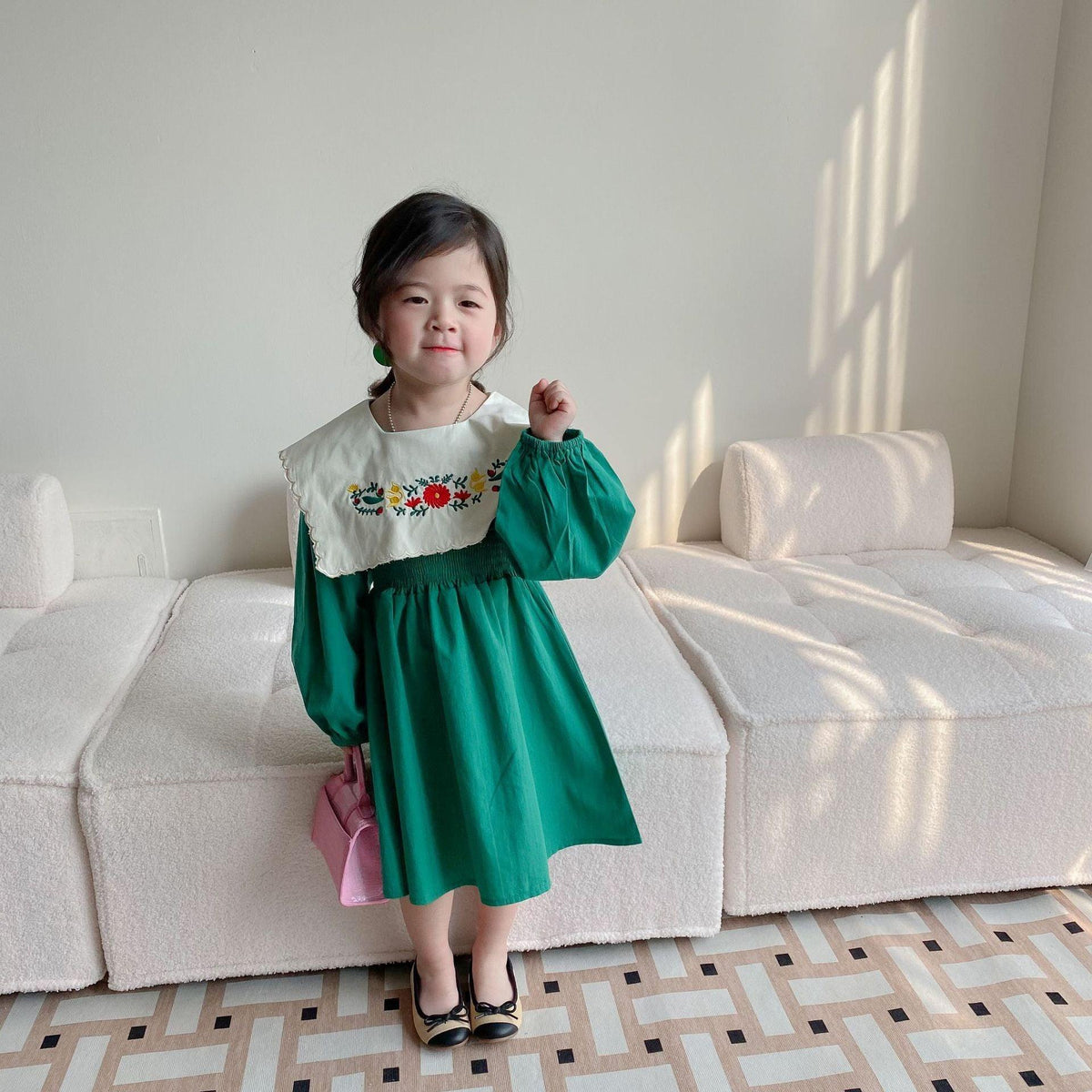 Baby Kid Girls Flower Embroidered Dresses