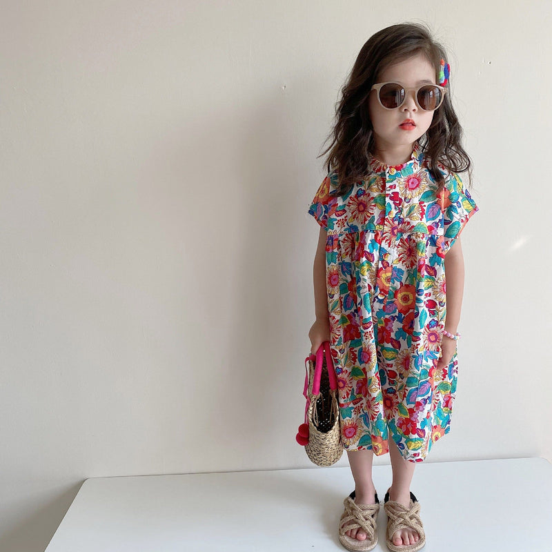 Baby Kid Girls Flower Print Jumpsuits