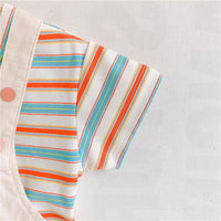 2 Pieces Set Baby Kid Unisex Striped T-Shirts And Cartoon Rompers