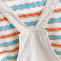 2 Pieces Set Baby Kid Unisex Striped T-Shirts And Cartoon Rompers