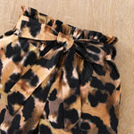 3 Pieces Set Baby Girls Letters Rompers Leopard Shorts And Bow Headwear