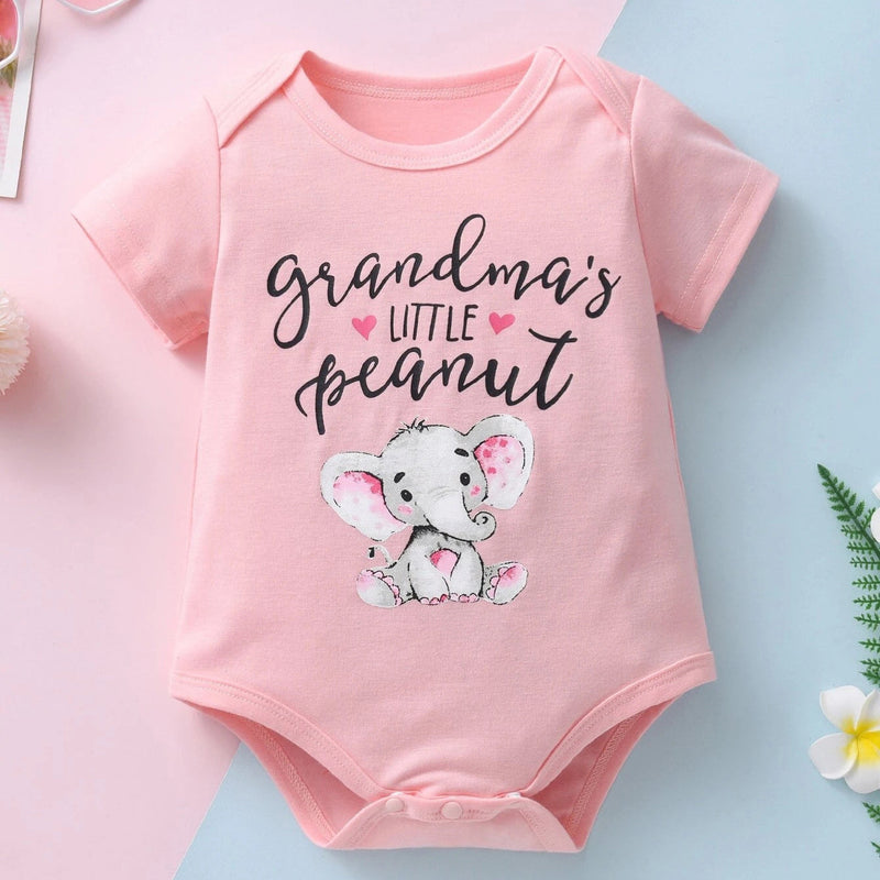Baby Girls Letters Animals Cartoon Print Rompers