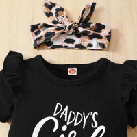 2 Pieces Set Baby Girls Letters Rompers And Leopard Pants