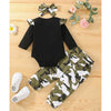 2 Pieces Set Baby Girls Letters Rompers And Camo Pants