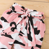 2 Pieces Set Baby Girls Letters Rompers And Camo Pants