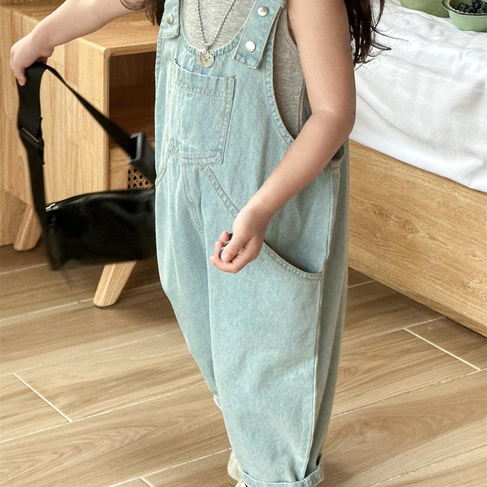 Baby Kid Girls Solid Color Jumpsuits