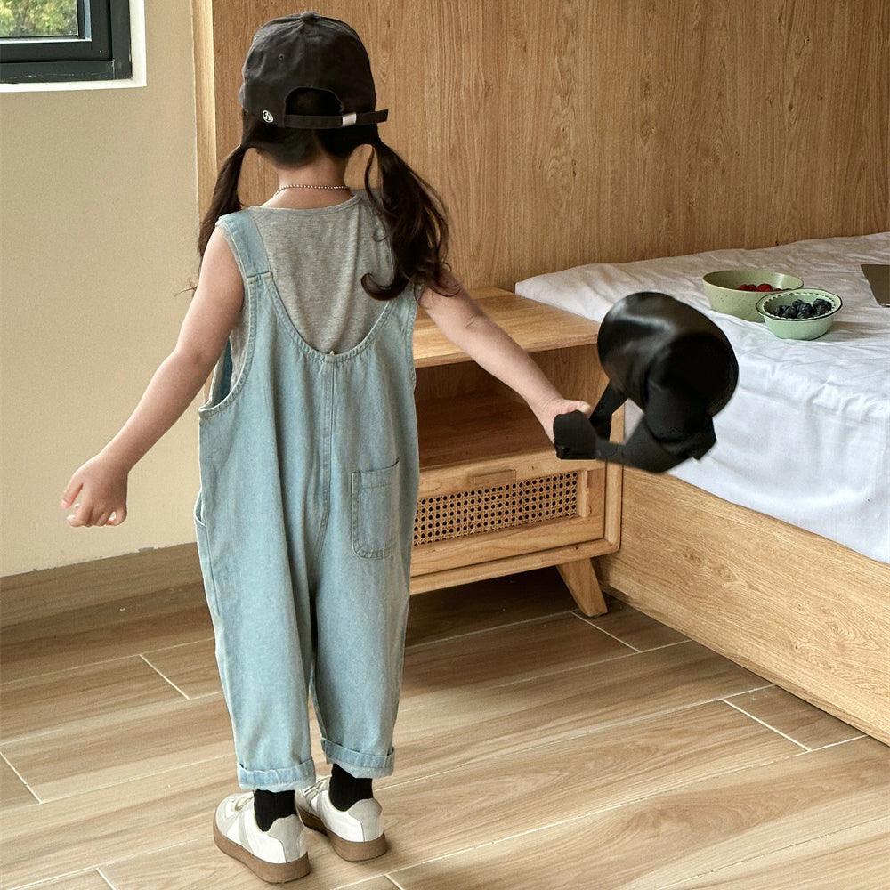 Baby Kid Girls Solid Color Jumpsuits