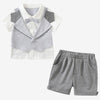 2 Pieces Set Baby Kid Boys Striped Bow Tops And Solid Color Shorts