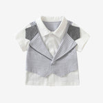 2 Pieces Set Baby Kid Boys Striped Bow Tops And Solid Color Shorts