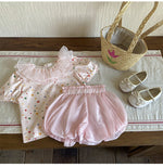 2 Pieces Set Baby Kid Girls Flower Print T-Shirts And Solid Color Shorts