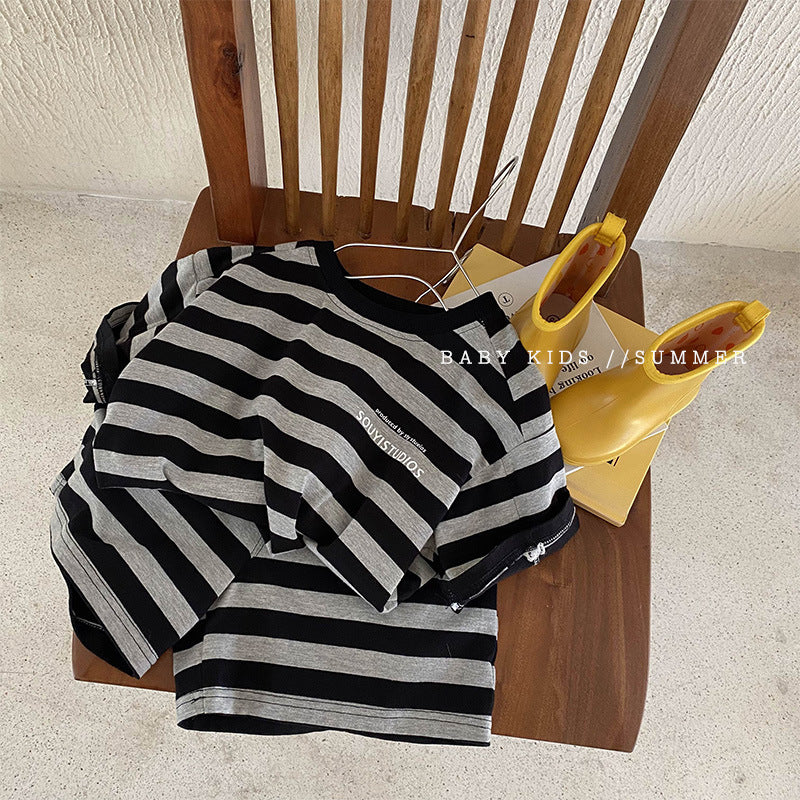 2 Pieces Set Baby Kid Boys Striped T-Shirts And Shorts