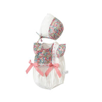 Baby Girls Flower Bow Print Rompers