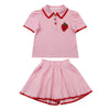 2 Pieces Set Baby Kid Girls Fruit Embroidered Polo Shirts And Solid Color Shorts